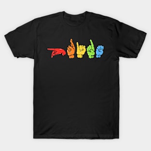 LGBT Pride Sign Language Deaf Mute Learning ASL  Flag T-Shirt